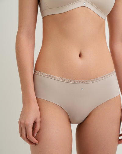 Panty cachetero microfibra con encaje café