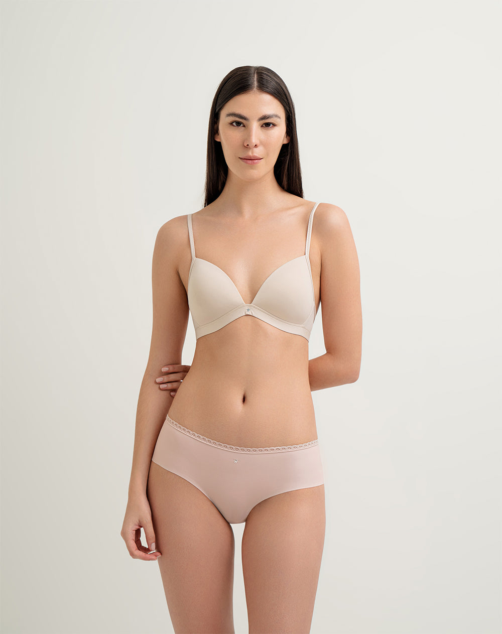 Panty cachetero microfibra encaje en cintura palo de rosa