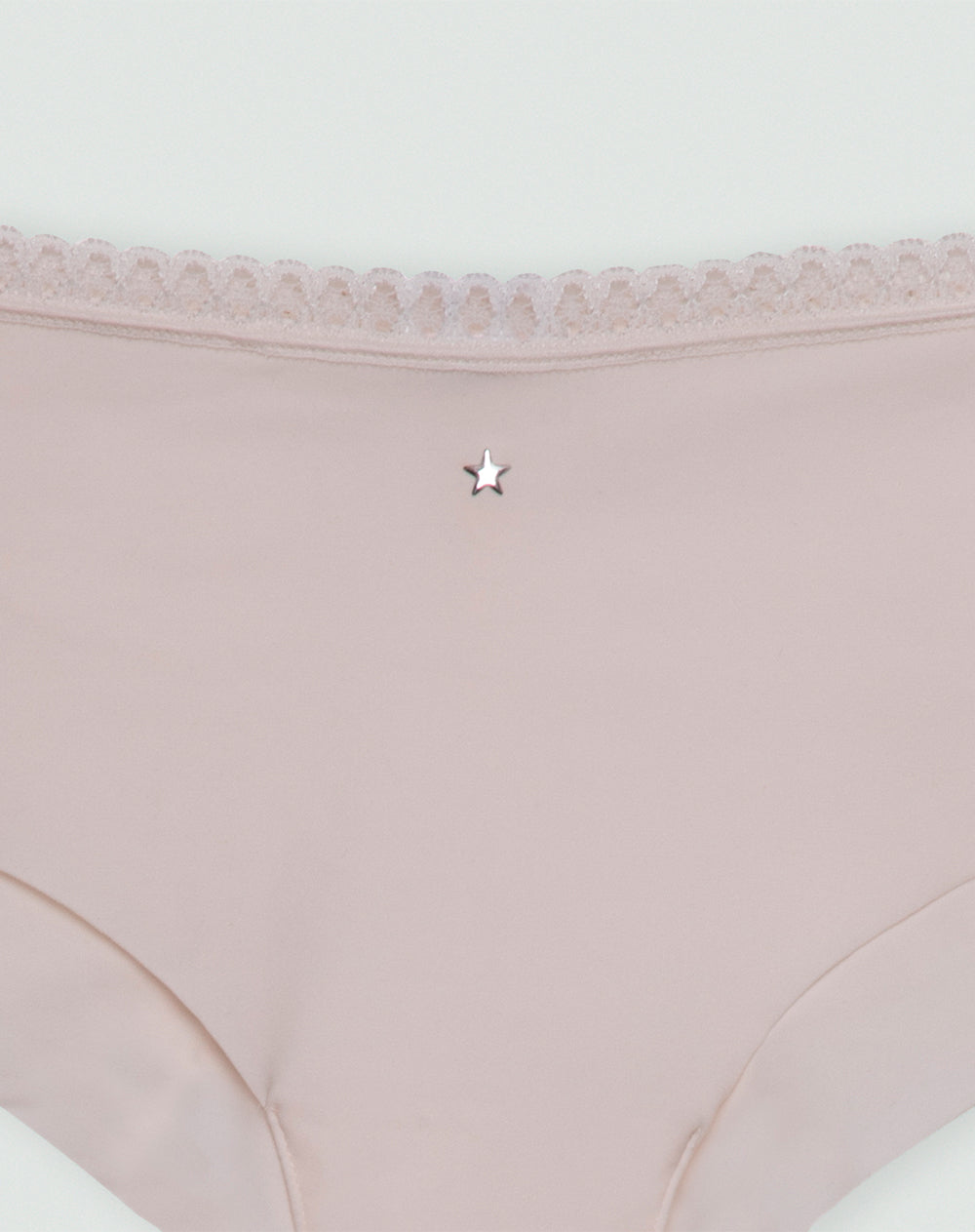 Panty cachetero microfibra encaje en cintura vainilla