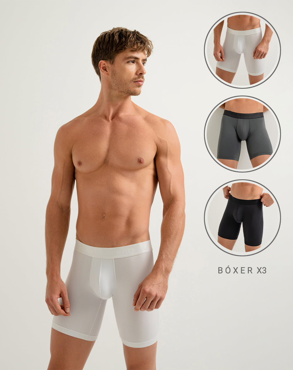 Bóxer deportivo largo microfibra soporte en copa x3unds surtido