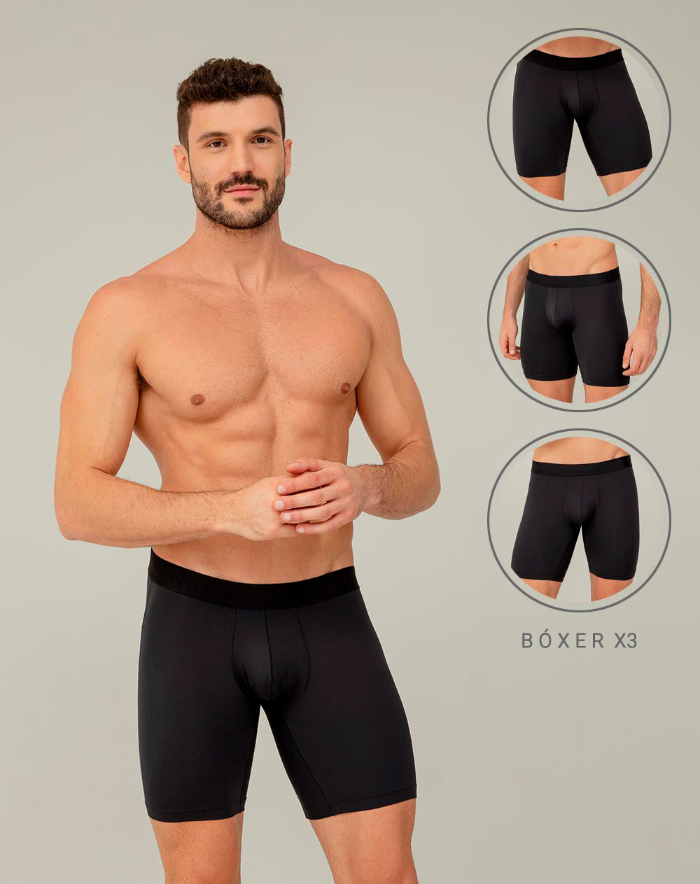 Bóxer deportivo largo microfibra soporte en copa x3unds surtido