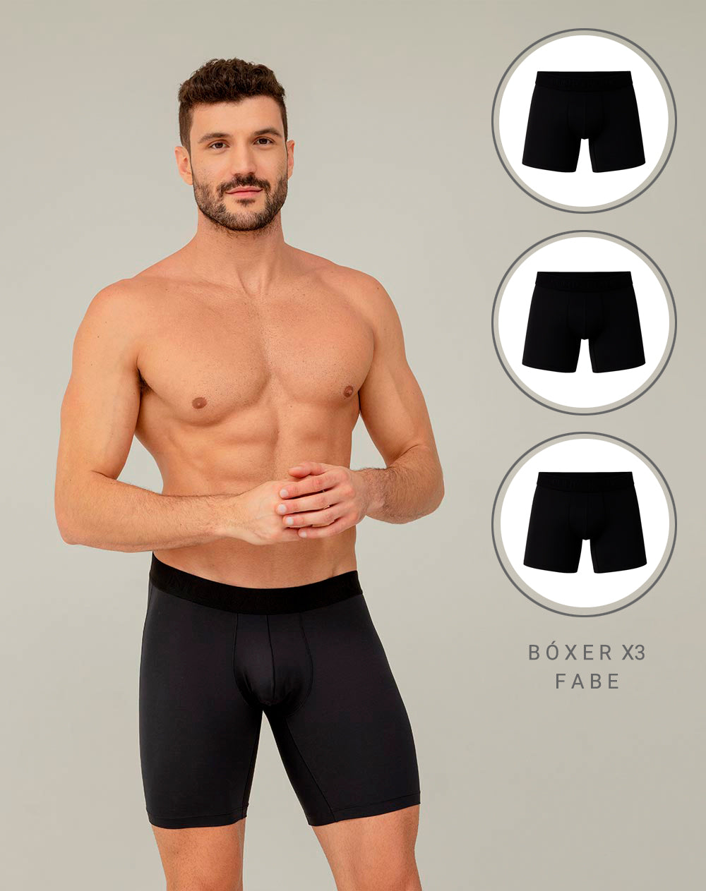 Bóxer deportivo largo microfibra x3unds surtido