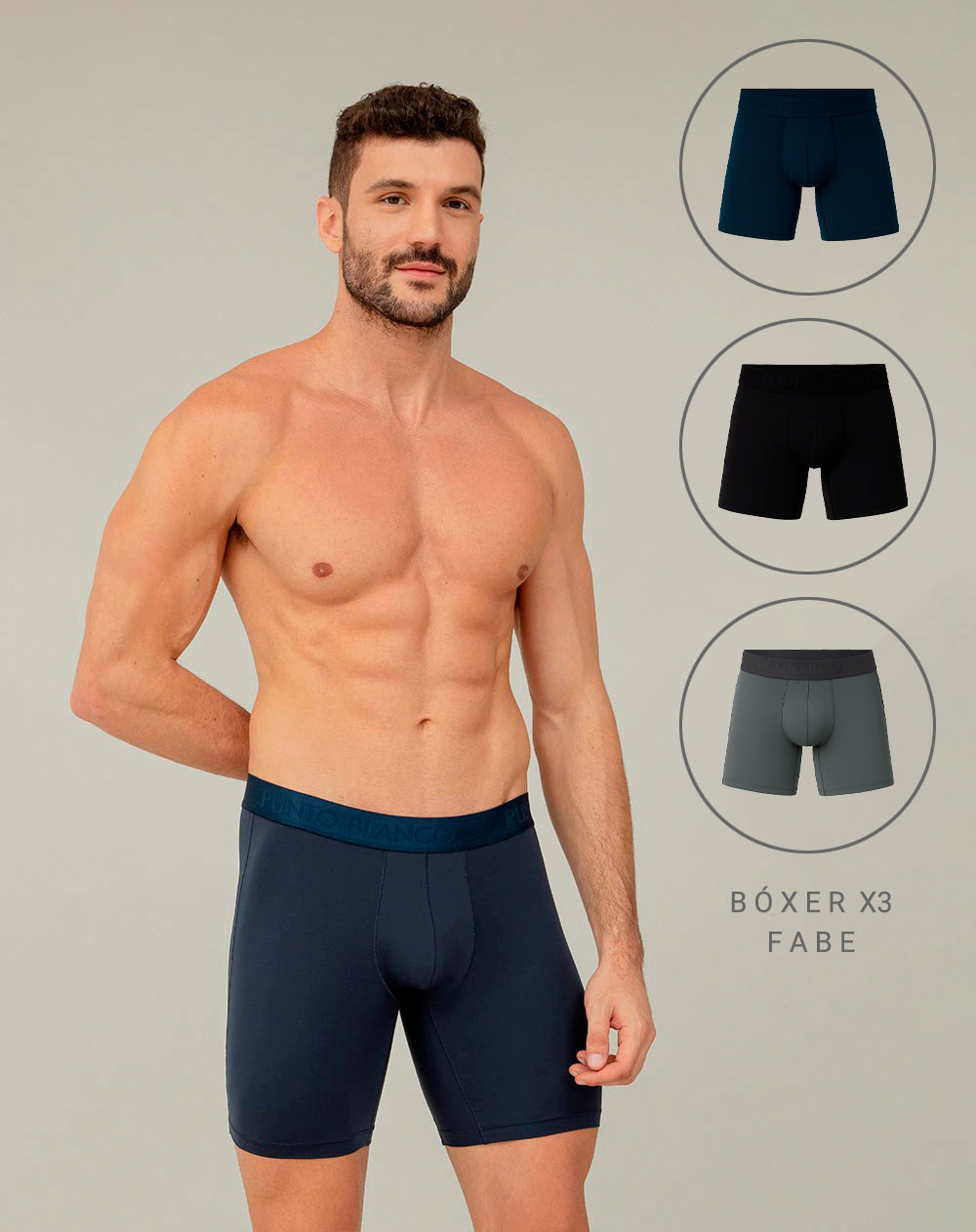 Bóxer deportivo largo microfibra x3unds surtido