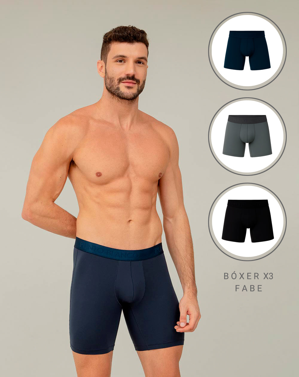 Bóxer deportivo largo microfibra x3unds surtido