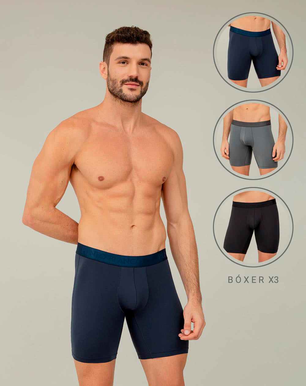 Bóxer deportivo largo microfibra soporte en copa x3unds surtido