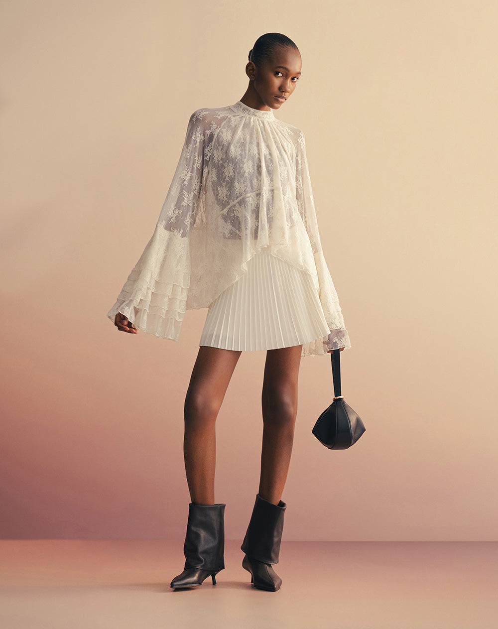 Falda plisada habano mujer