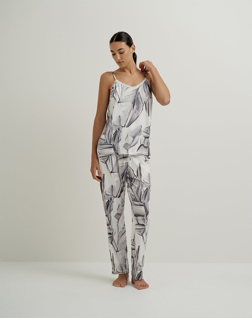 Blusa de pijama mujer gris estampada