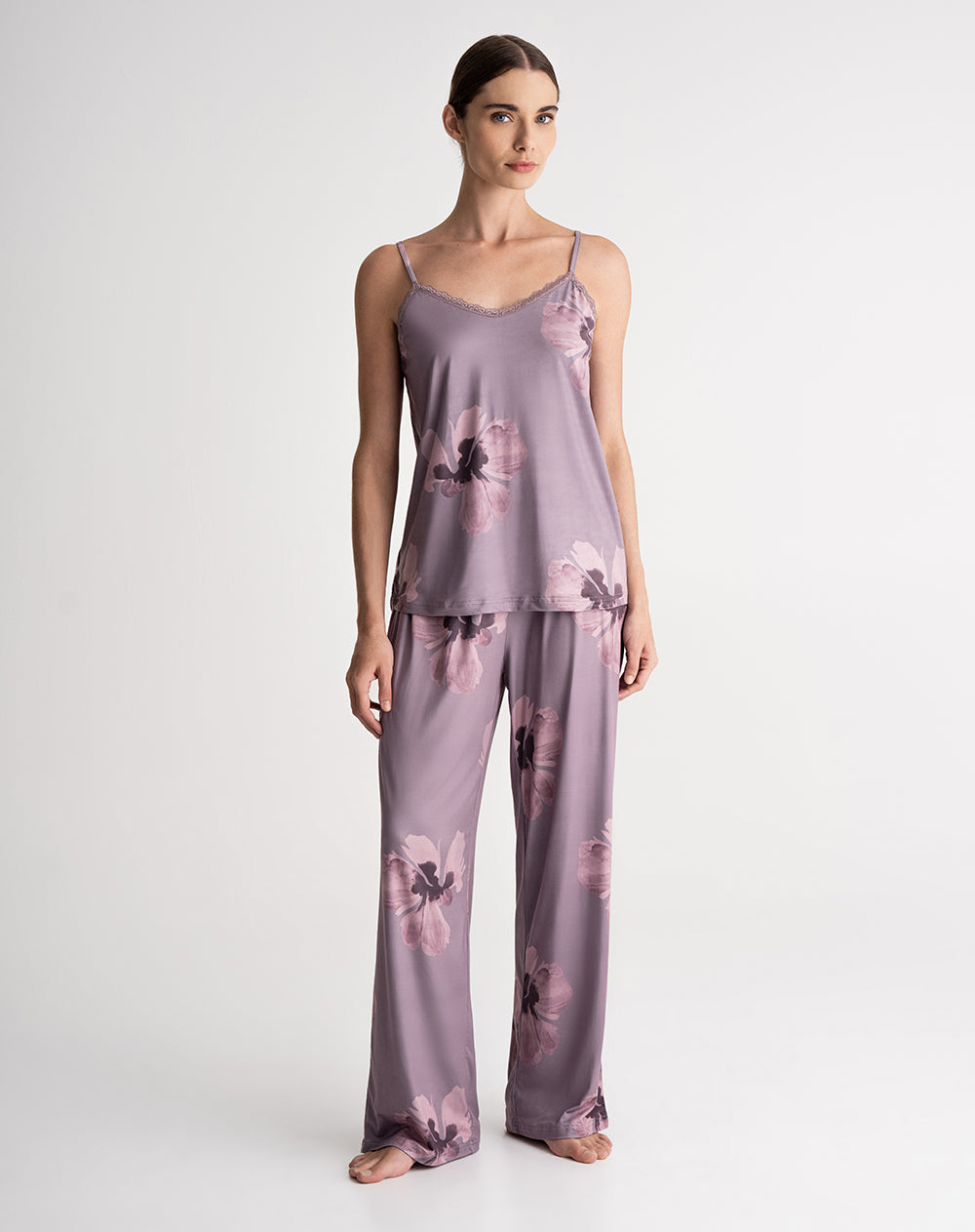 Blusa de pijama mujer malva estampado
