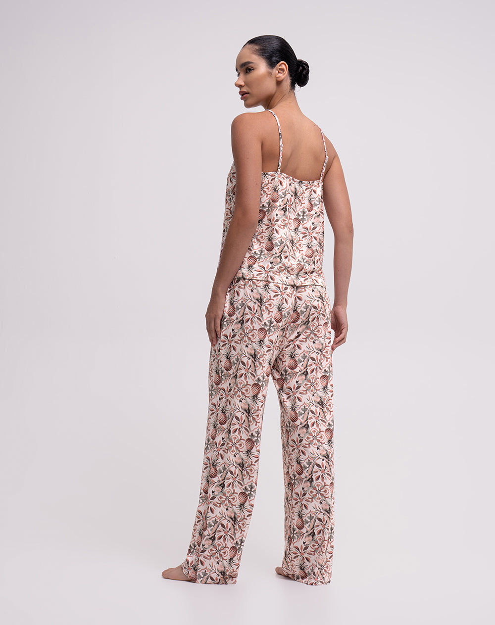 Blusa + pantalón de pijama rosado estampado mujer