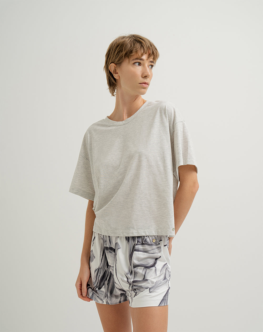 Short de pijama mujer gris estampado