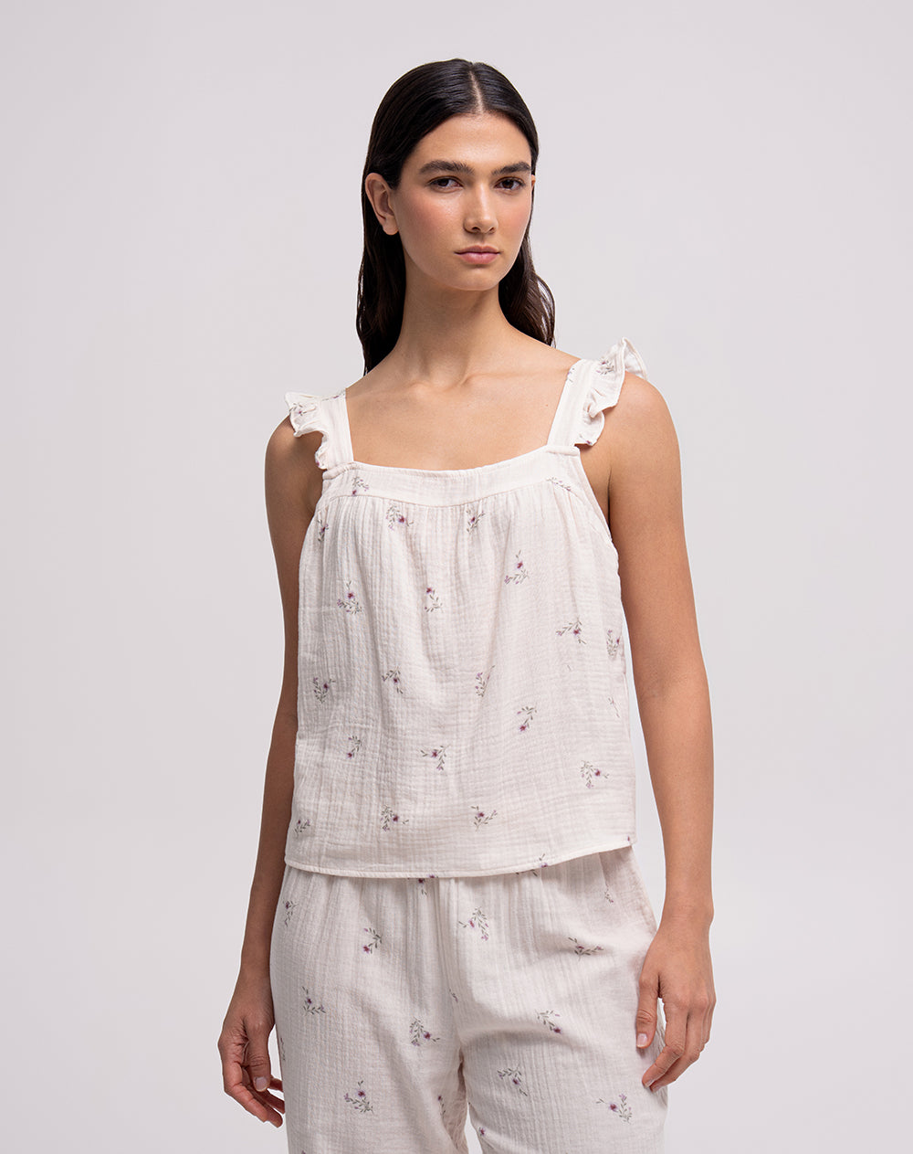 Camiseta relaxed fit tiras avena estampado