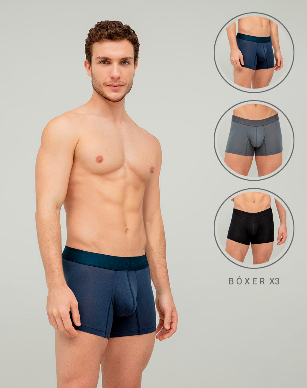 Boxér corto algodón sostenible ajustados x3unds surtidos