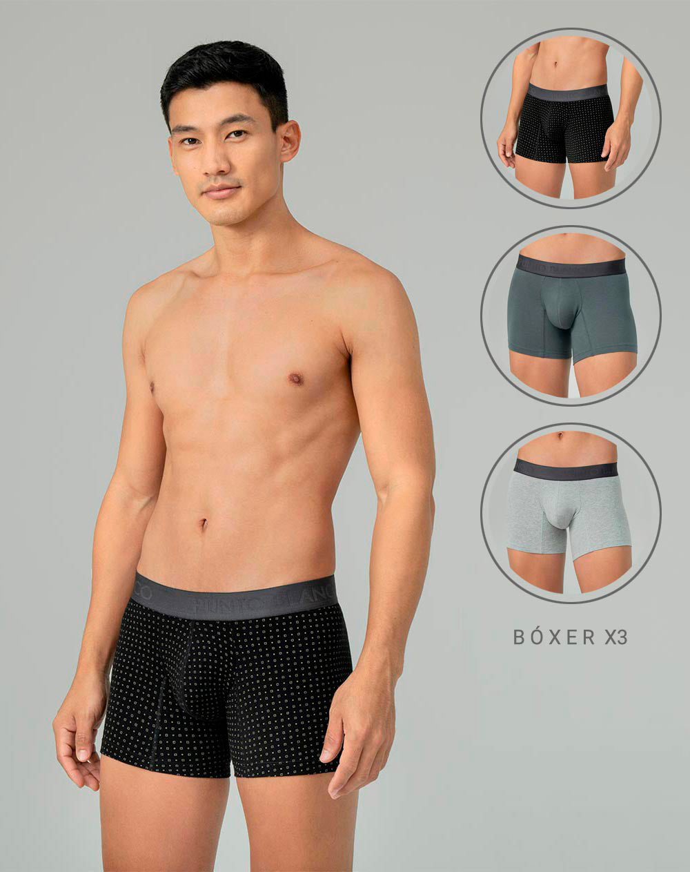 Boxér corto algodón sostenible ajustados x3unds surtidos
