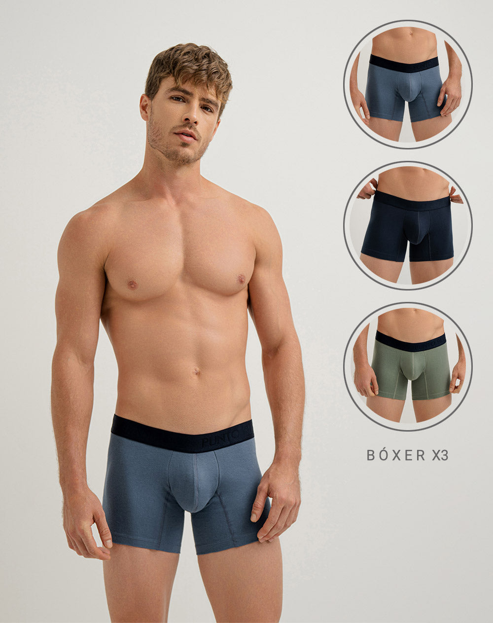 Boxér corto algodón sostenible ajustadox3unds surtidos