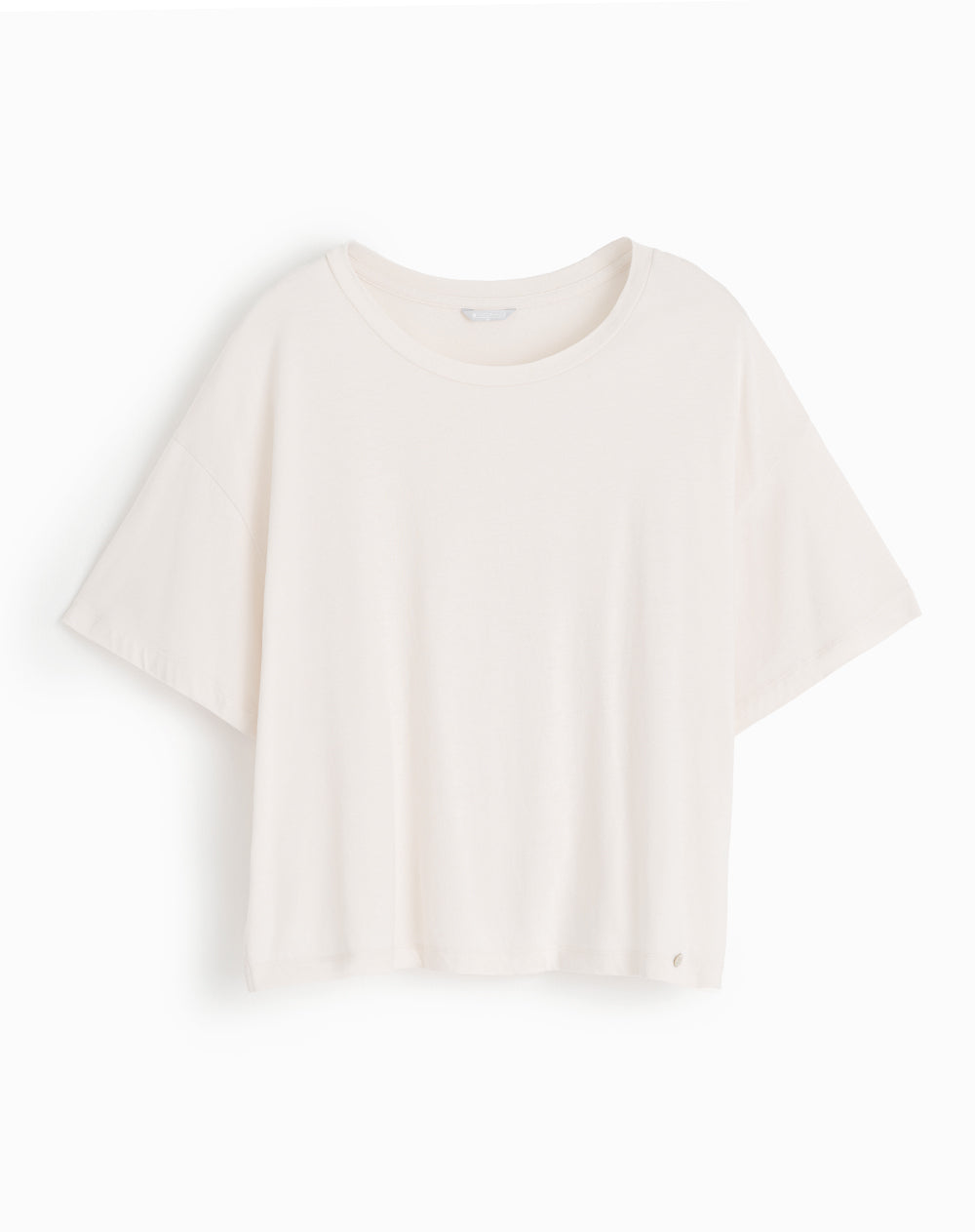 Camiseta algodón modal holgada avena mujer