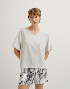 Camiseta en algodón sostenible holgada gris claro para mujer