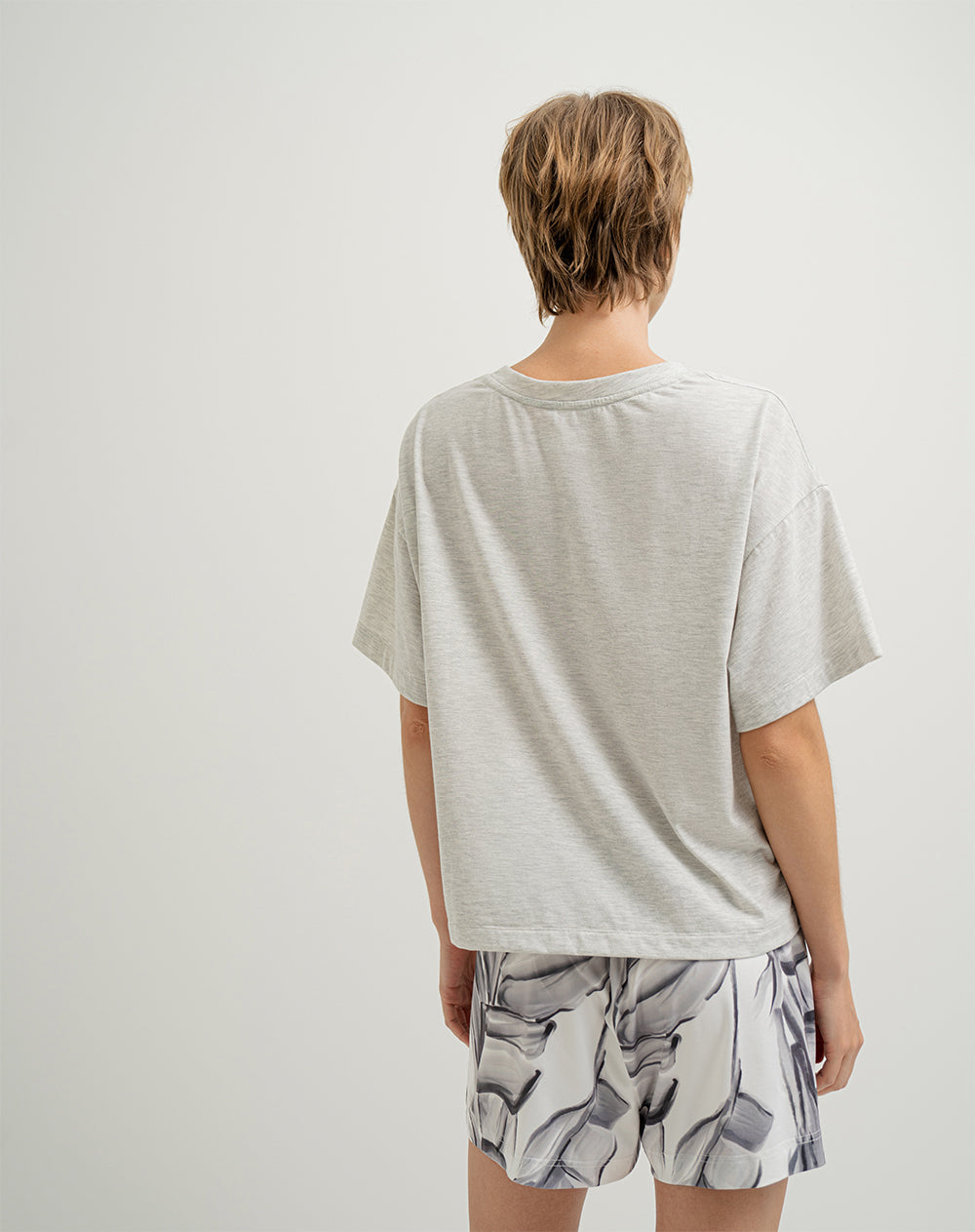 Camiseta en algodón sostenible holgada gris claro para mujer