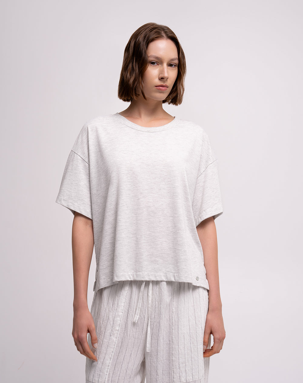 Camiseta oversize algodón gris mujer