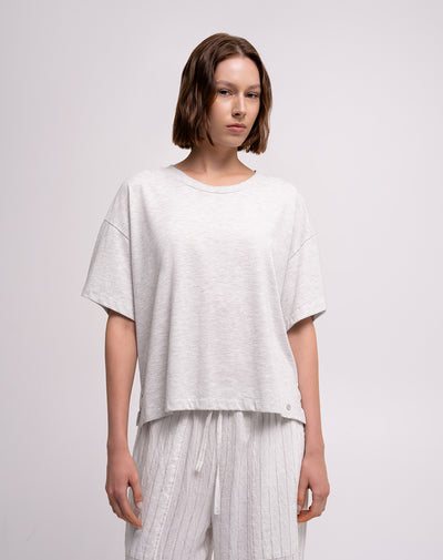 Camiseta oversize algodón gris mujer