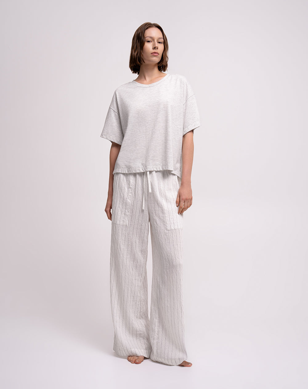 Camiseta oversize algodón gris mujer