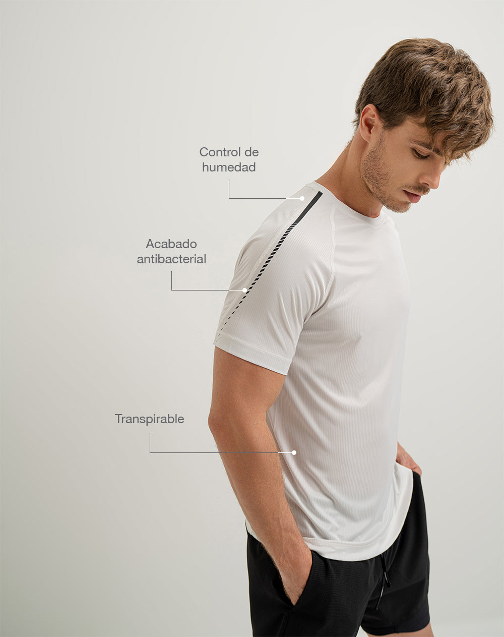 Camiseta deportiva control humedad gris hombre