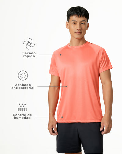 Camiseta deportiva  hombre control humedad naranja
