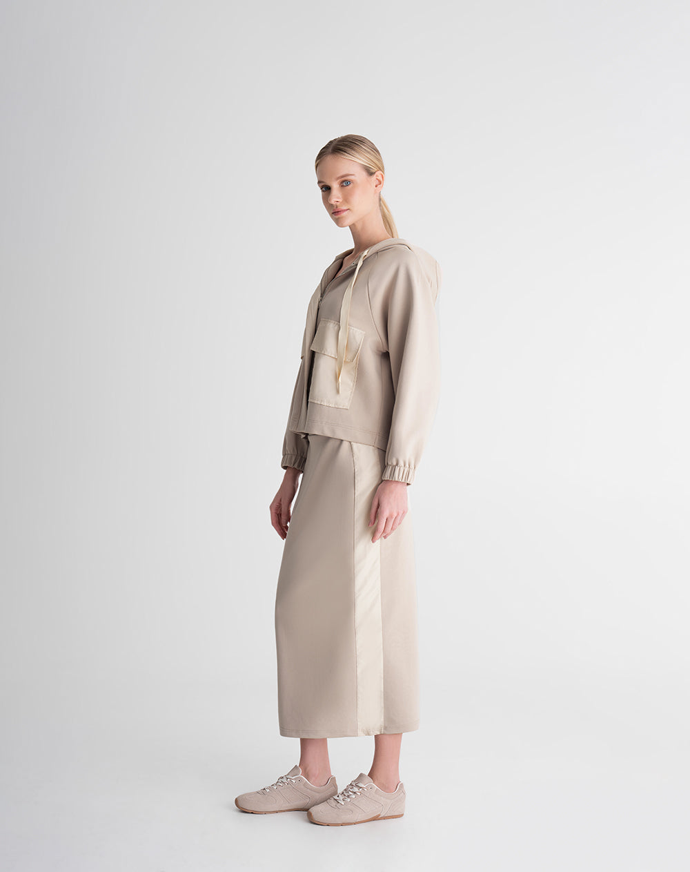 Chaqueta tacto suave caqui mujer