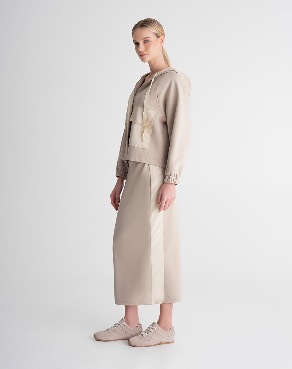 Chaqueta tacto suave caqui mujer