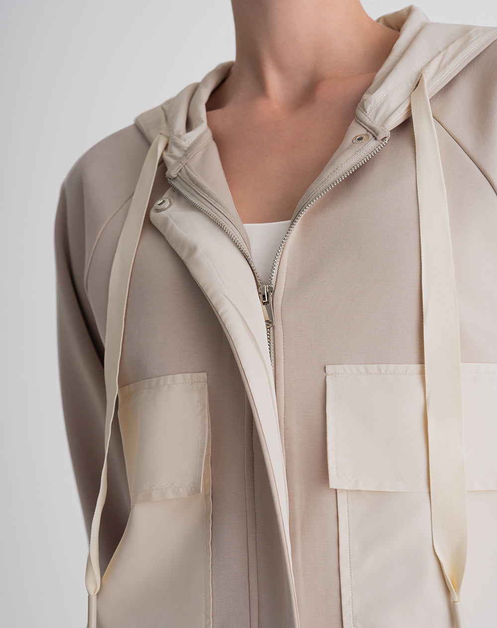 Chaqueta tacto suave caqui mujer