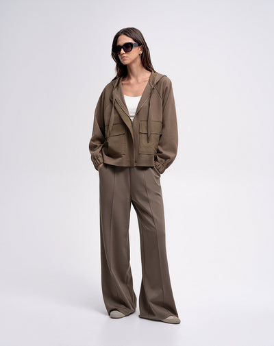 Chaqueta confort tacto suave café mujer