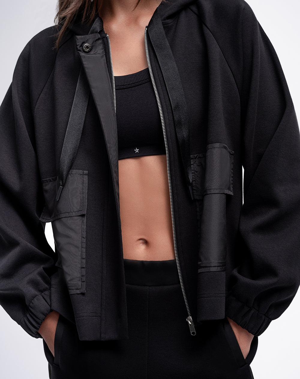 Chaqueta confort tacto suave negro mujer