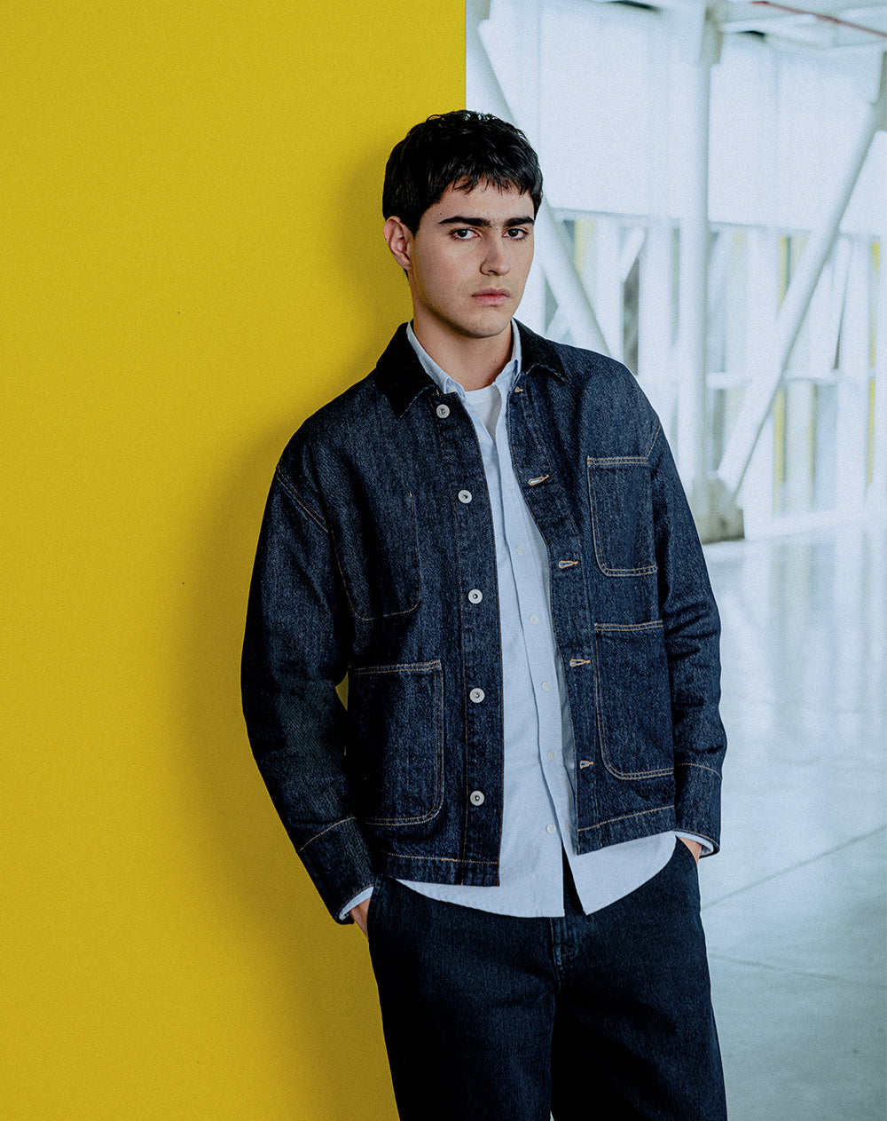Chaqueta oversize denim oscuro hombre