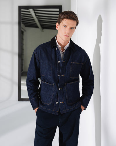 Chaqueta oversize denim oscuro hombre