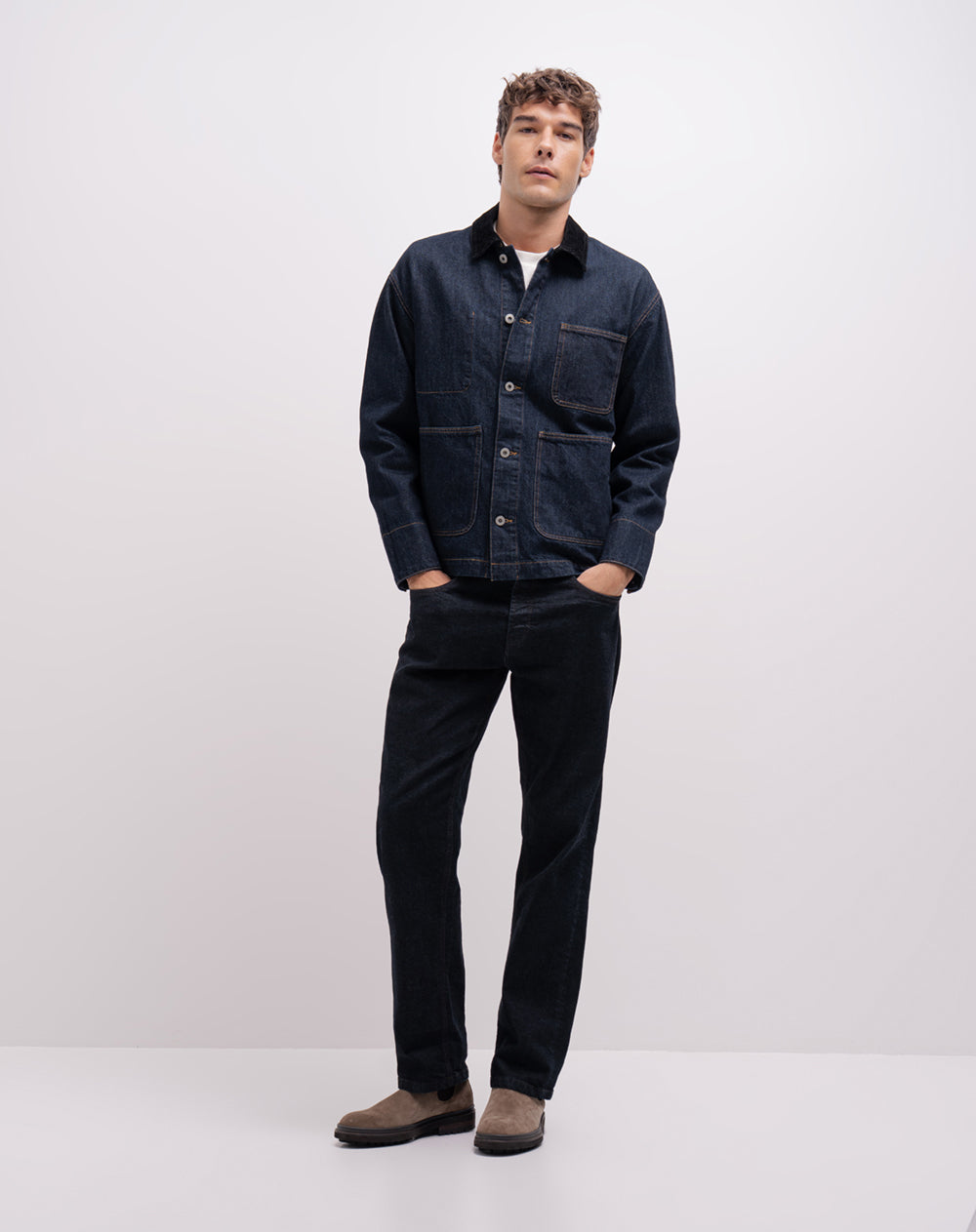 Chaqueta oversize denim oscuro hombre