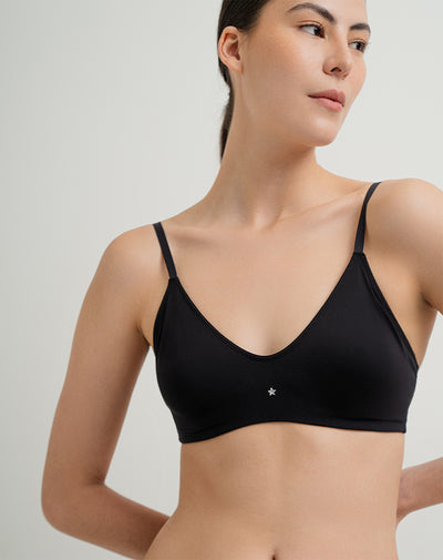 Brasier soporte bajo microfibra escote en V negro