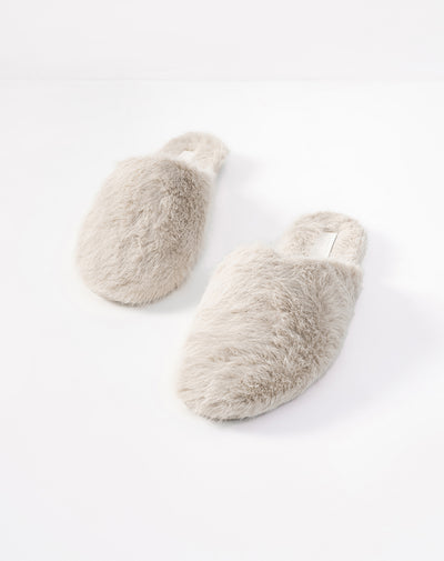 Pantuflas peluche arena mujer