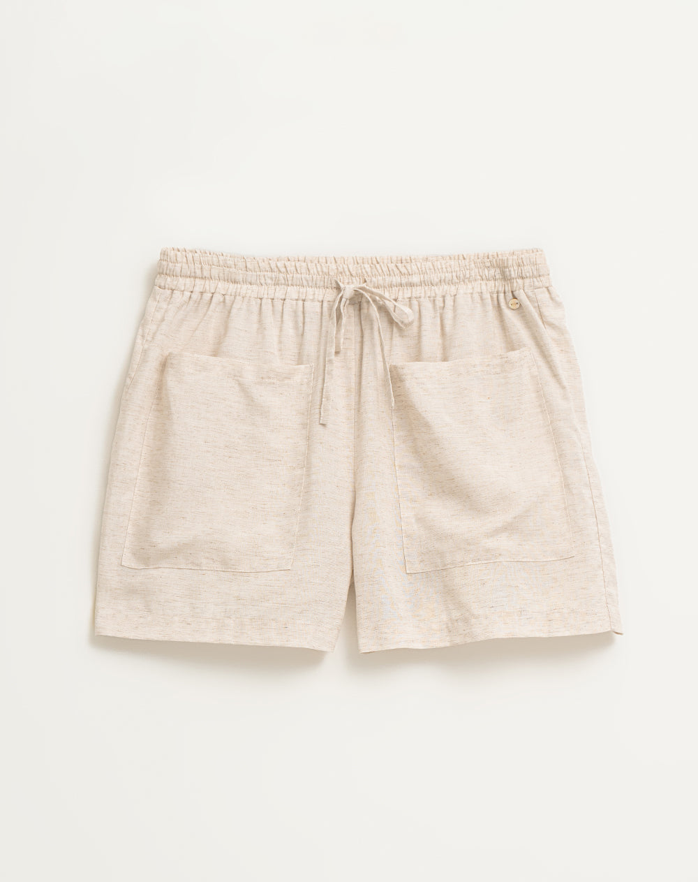 Short en lino tiro medio arena mujer