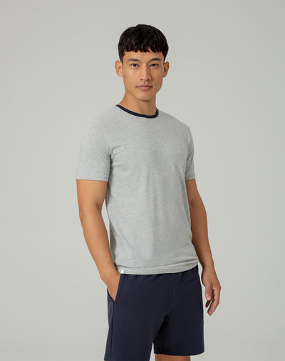 Camiseta + bermuda de pijama hombre algodón sostenible azul y gris