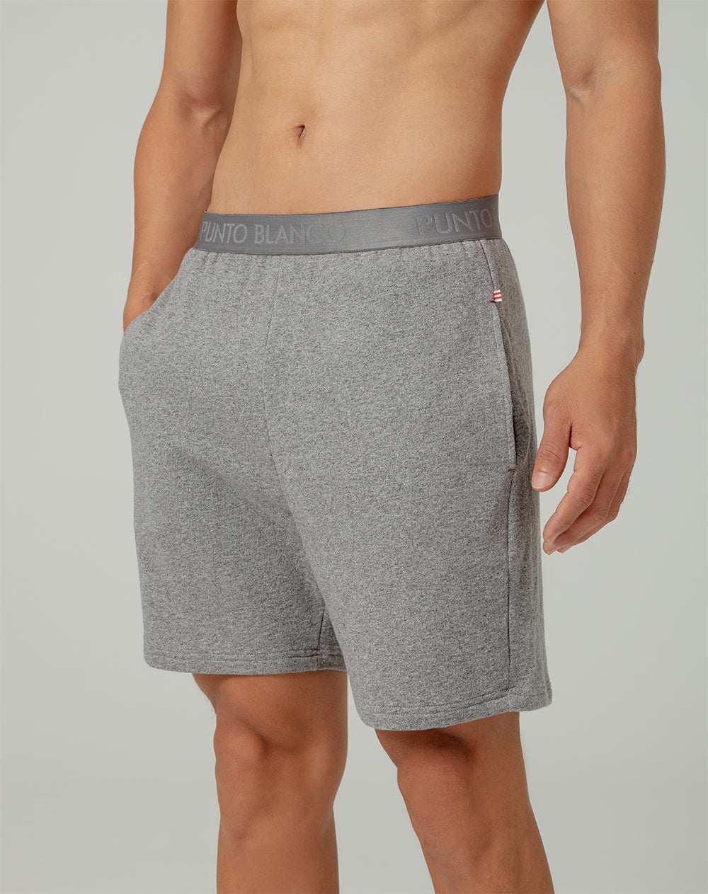 Camiseta + bermuda de pijama hombre algodón sostenible gris y blanco