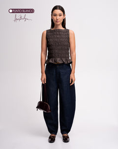 Jean tiro alto tipo balloon índigo oscuro Ana Beliza