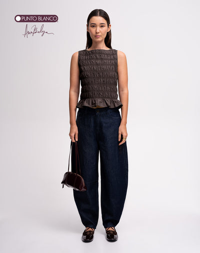 Jean tiro alto tipo balloon índigo oscuro Ana Beliza