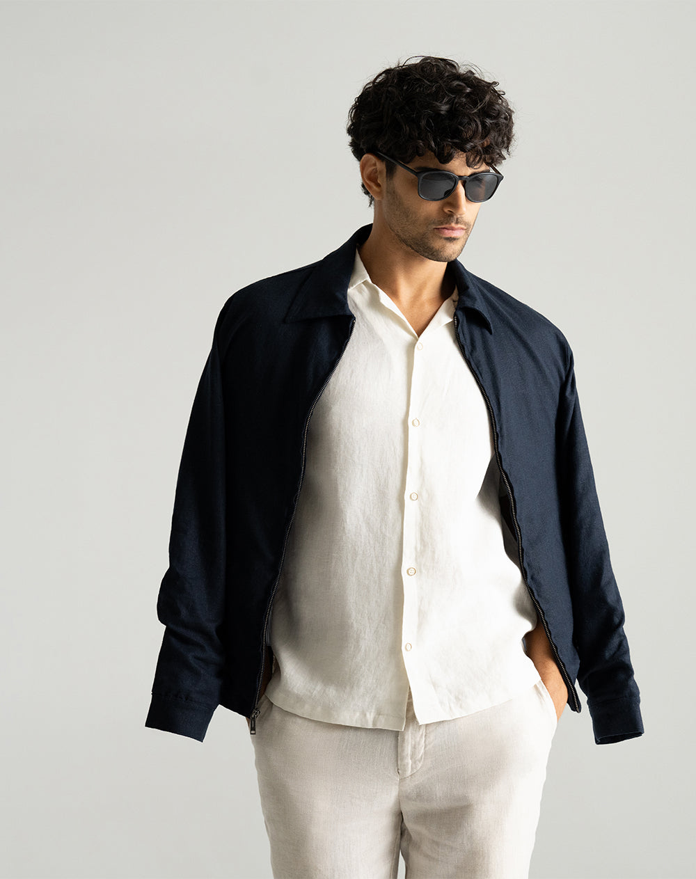 Camisa manga corta regular lino habano hombre