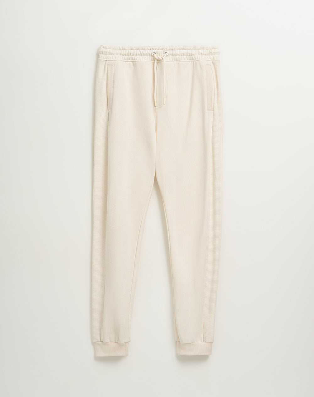 Jogger en tela pesada y con textura regular fit tiro medio crema