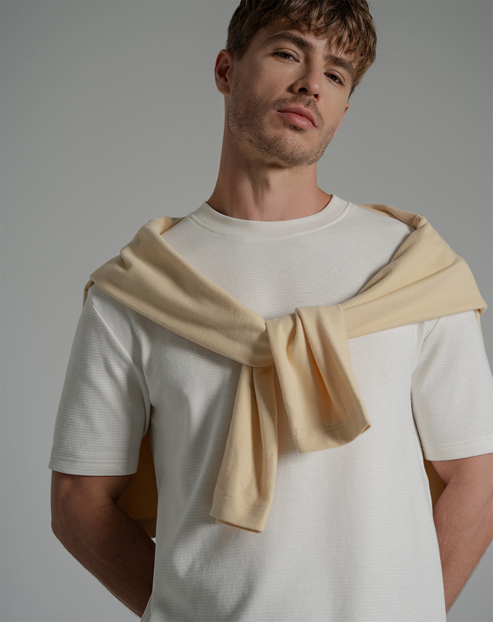 Camiseta en algodón sostenible crema para hombre