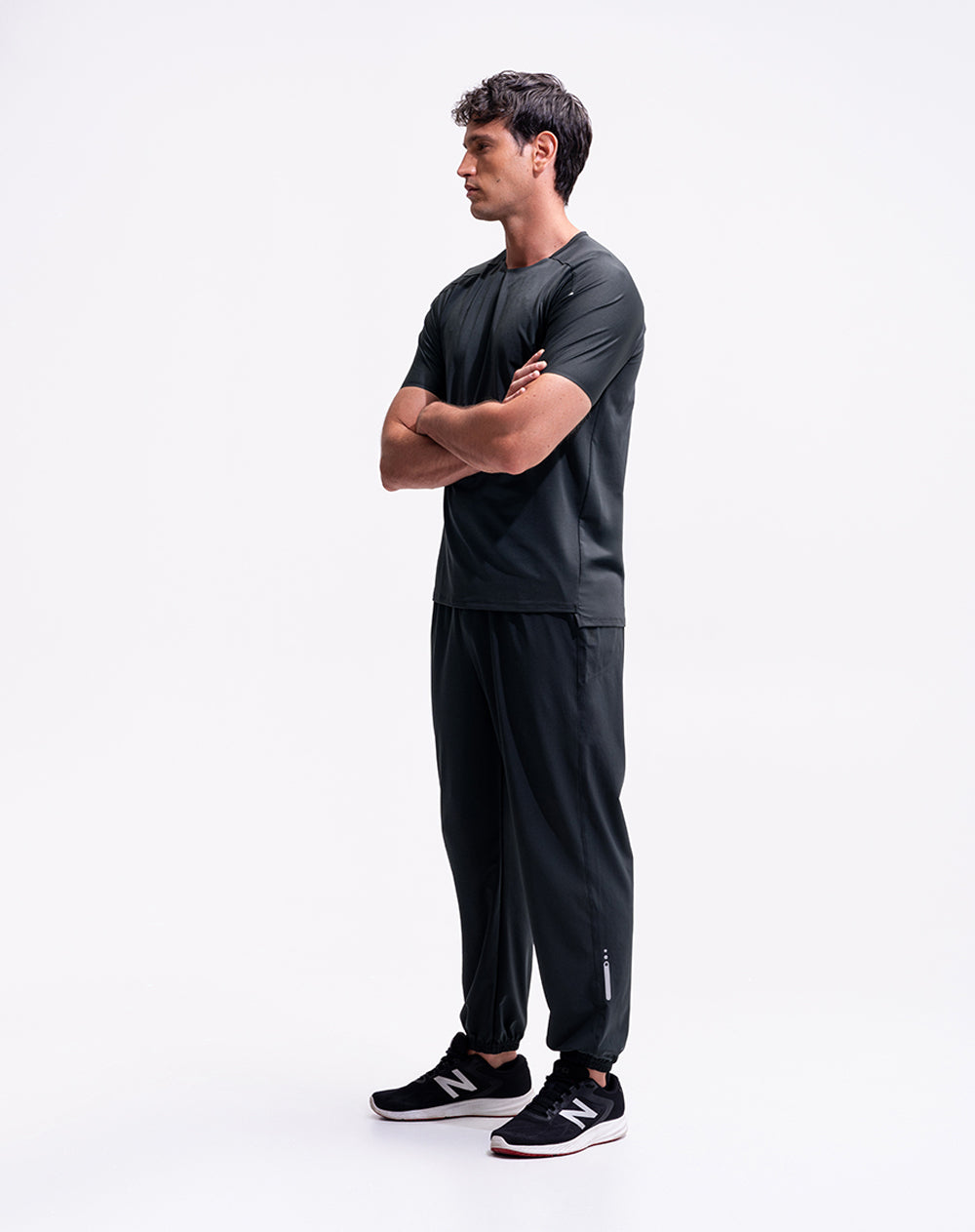 Jogger secado rápido negro hombre