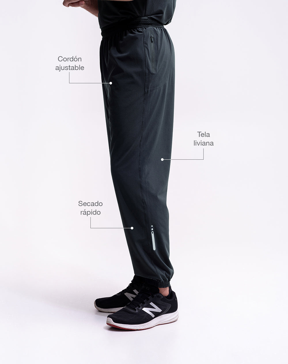 Jogger secado rápido negro hombre