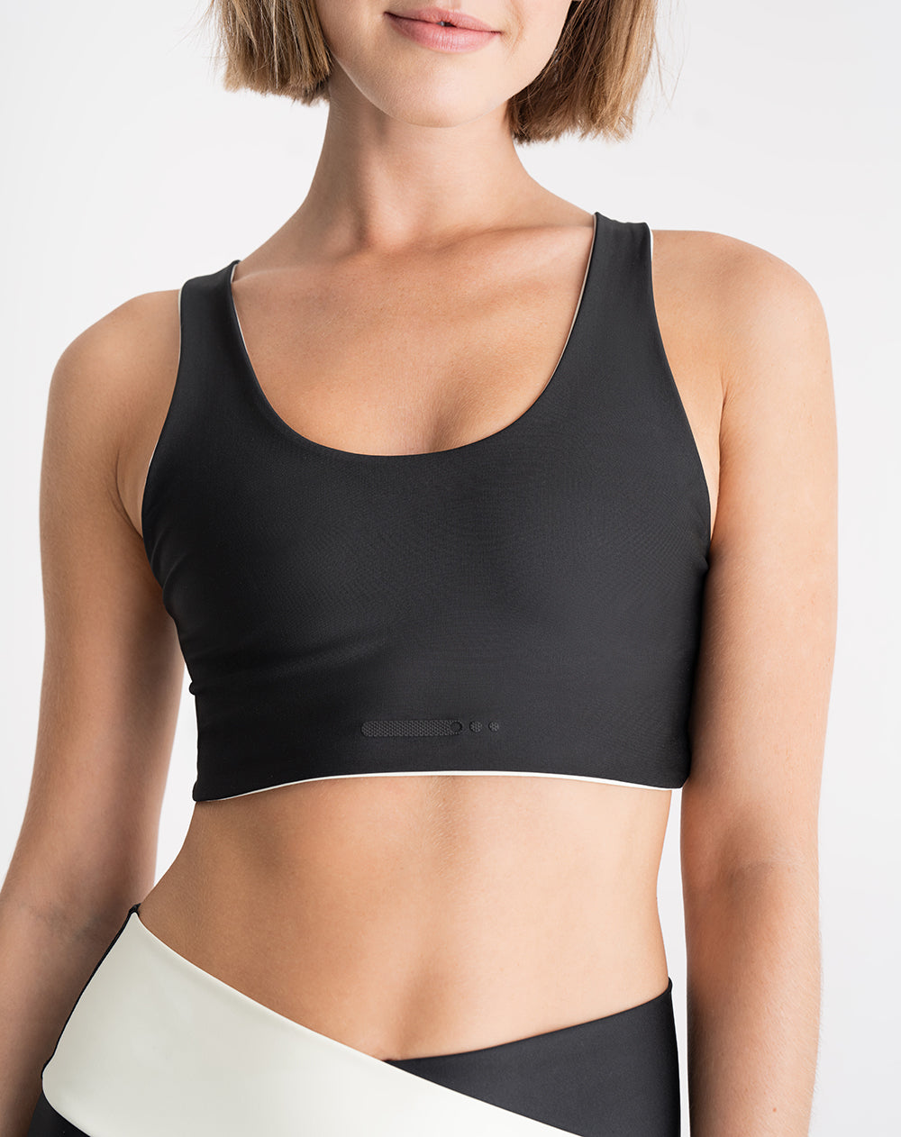 Top tiras anchas soporte medio negro bloques