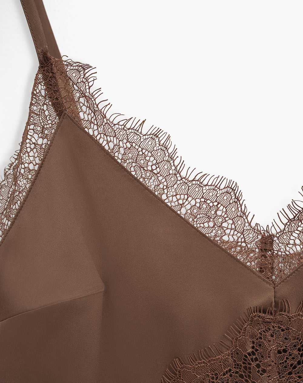 Vestido asimétrico satinado café mujer