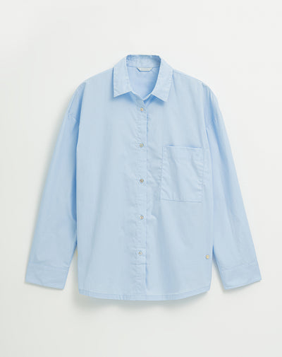 Camisa en algodón holgada azul claro para mujer