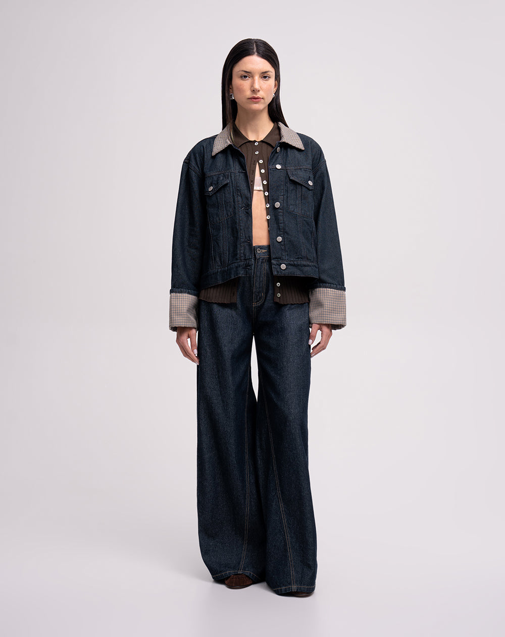 Chaqueta oversize denim índigo oscuro mujer